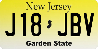 NJ license plate J18JBV