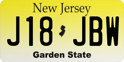 NJ license plate J18JBW