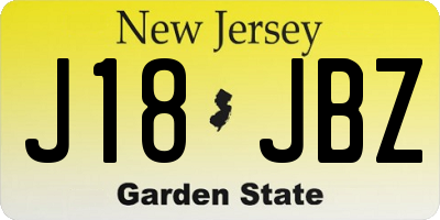 NJ license plate J18JBZ