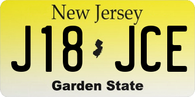 NJ license plate J18JCE