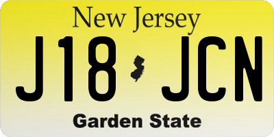 NJ license plate J18JCN