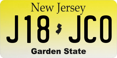 NJ license plate J18JCO