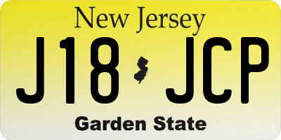 NJ license plate J18JCP