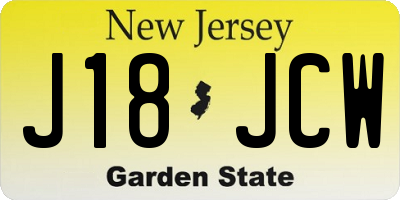NJ license plate J18JCW