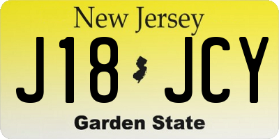 NJ license plate J18JCY