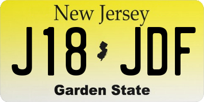 NJ license plate J18JDF