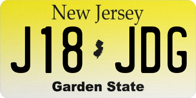 NJ license plate J18JDG
