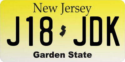 NJ license plate J18JDK