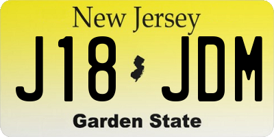 NJ license plate J18JDM