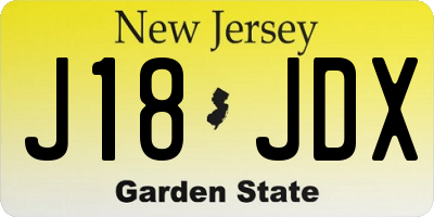 NJ license plate J18JDX