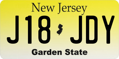 NJ license plate J18JDY