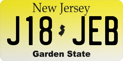 NJ license plate J18JEB