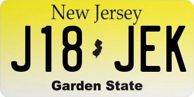 NJ license plate J18JEK