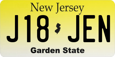 NJ license plate J18JEN
