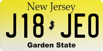 NJ license plate J18JEO