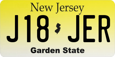 NJ license plate J18JER