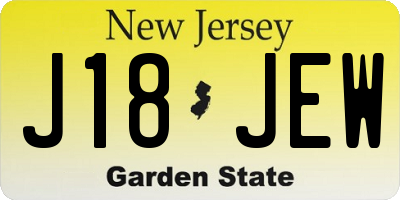 NJ license plate J18JEW