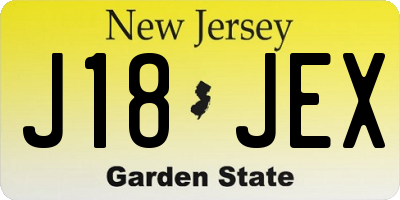 NJ license plate J18JEX