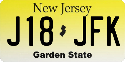 NJ license plate J18JFK