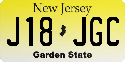 NJ license plate J18JGC