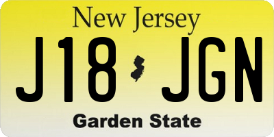NJ license plate J18JGN