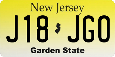NJ license plate J18JGO