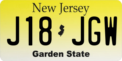 NJ license plate J18JGW