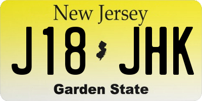 NJ license plate J18JHK