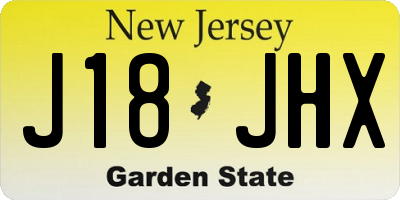 NJ license plate J18JHX