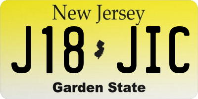 NJ license plate J18JIC