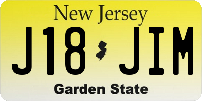 NJ license plate J18JIM