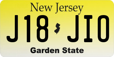 NJ license plate J18JIO