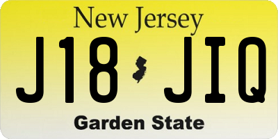 NJ license plate J18JIQ