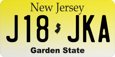 NJ license plate J18JKA