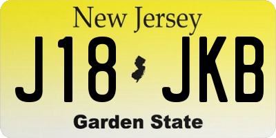 NJ license plate J18JKB
