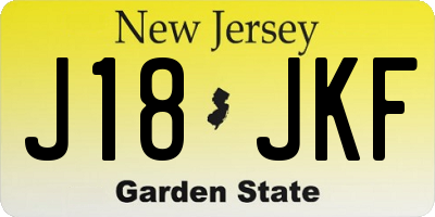 NJ license plate J18JKF
