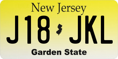 NJ license plate J18JKL