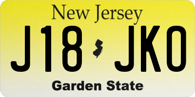 NJ license plate J18JKO