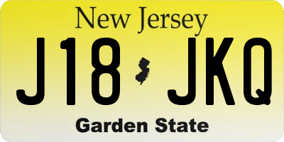 NJ license plate J18JKQ
