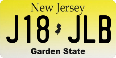 NJ license plate J18JLB