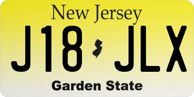 NJ license plate J18JLX