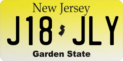 NJ license plate J18JLY