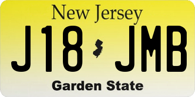 NJ license plate J18JMB