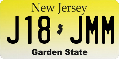NJ license plate J18JMM