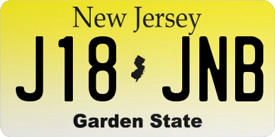 NJ license plate J18JNB
