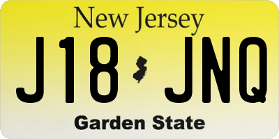 NJ license plate J18JNQ