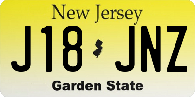 NJ license plate J18JNZ