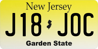 NJ license plate J18JOC