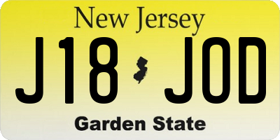 NJ license plate J18JOD