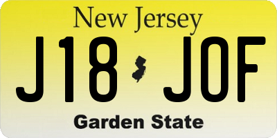 NJ license plate J18JOF